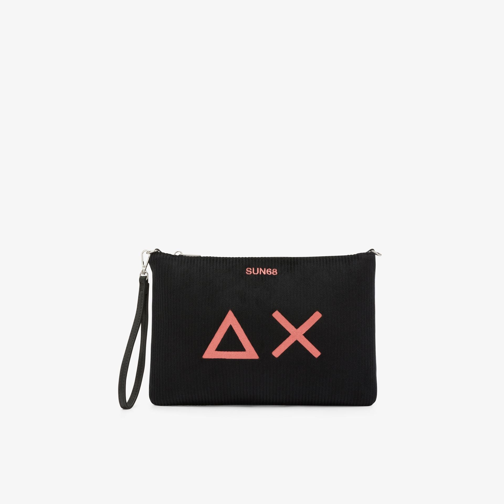 Sun68 Pochette in velluto con logo ricamato nero