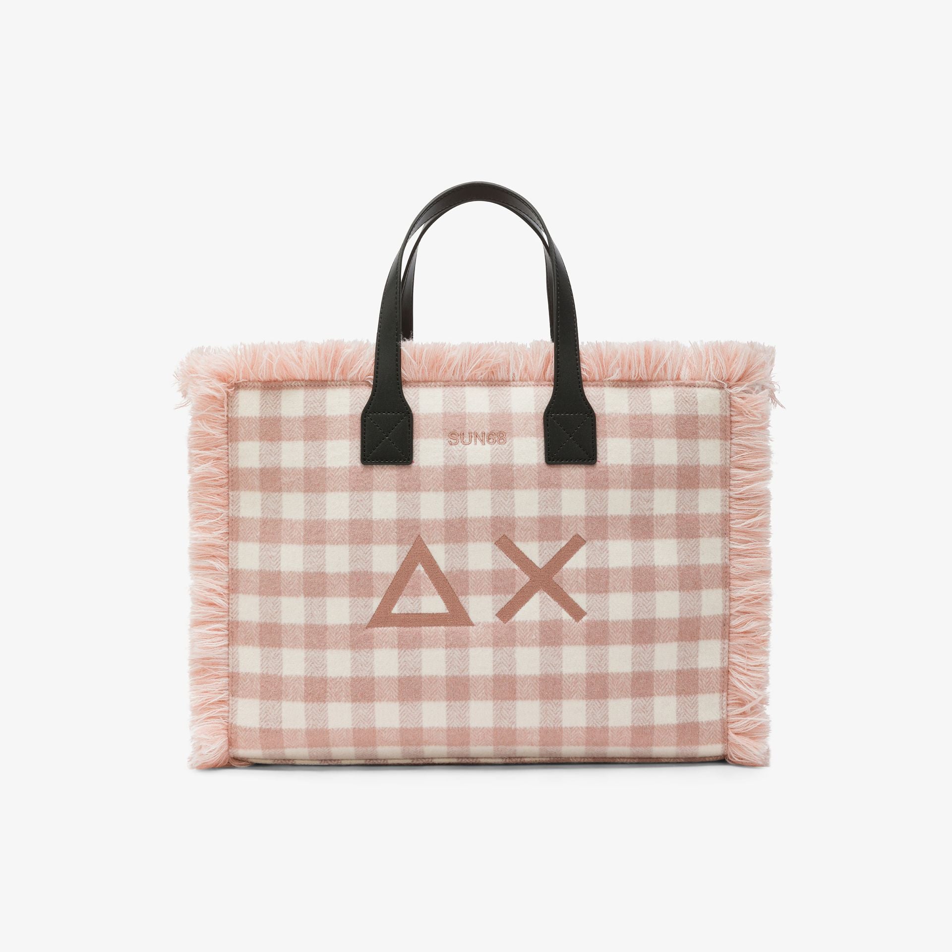 Sun68 Shopping bag midi Cali in lana check rosa