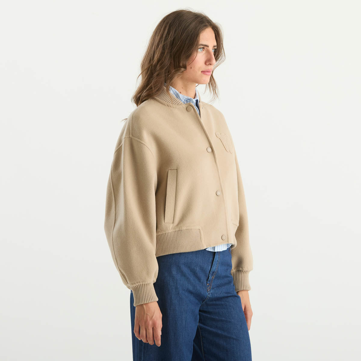 Maxmara bomber in lana beige