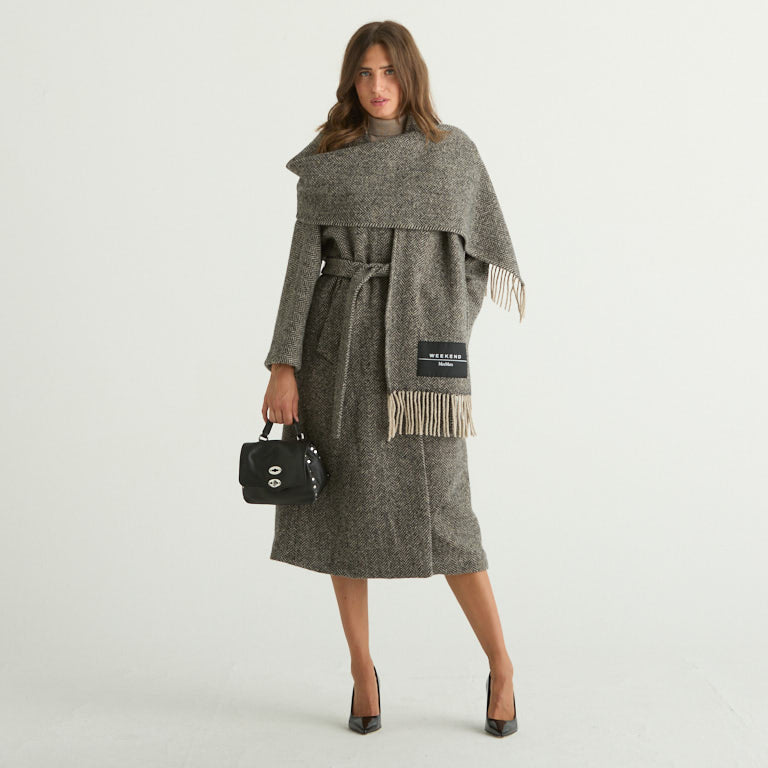 Mamxara cappotto zenica in tweed di lana grigio