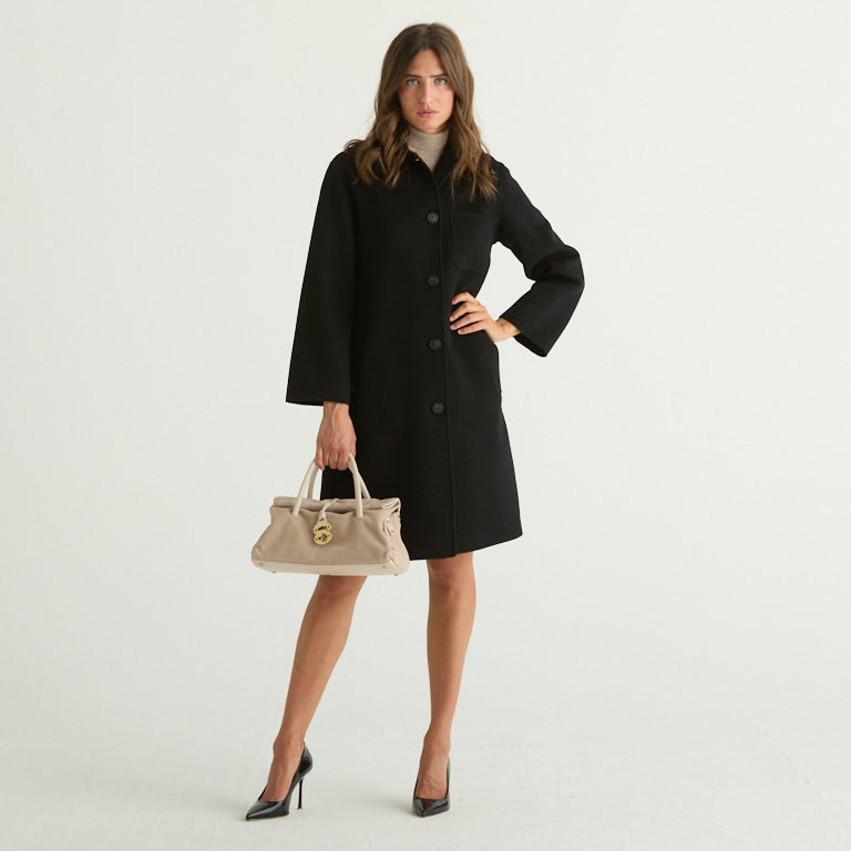 Maxmara Cappotto zenone in drap di pura lana nero