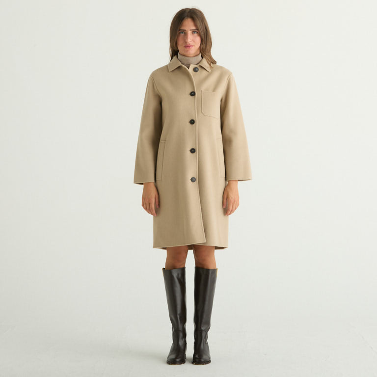 Maxmara Cappotto zenone in drap di pura lana orzo