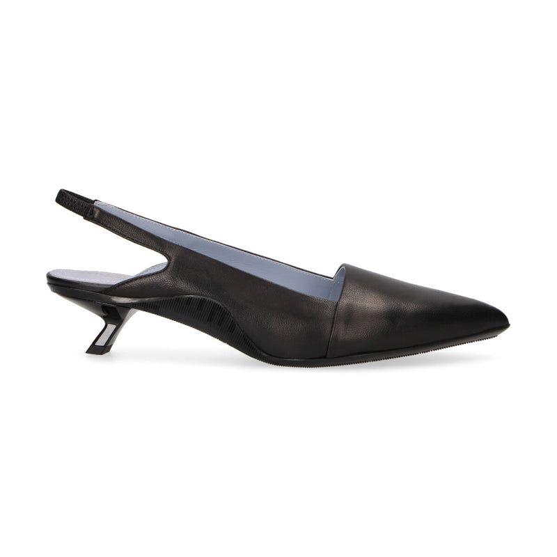 Voile Blanche sabot Astrid Clean in pelle nera