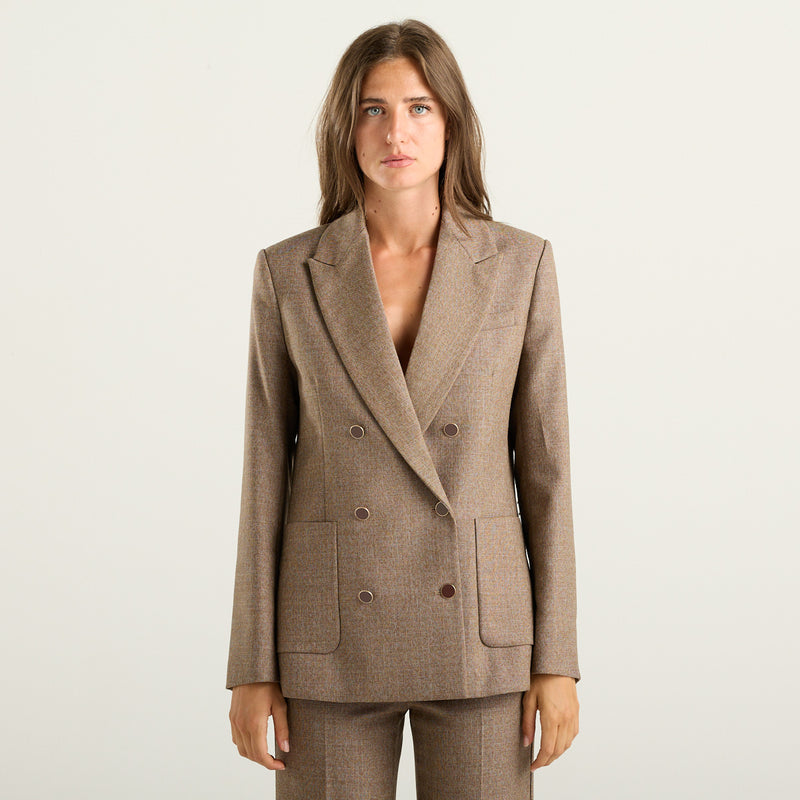 Cruna Zoe Blazer Donna Doppiopetto in Lana Cioccolato