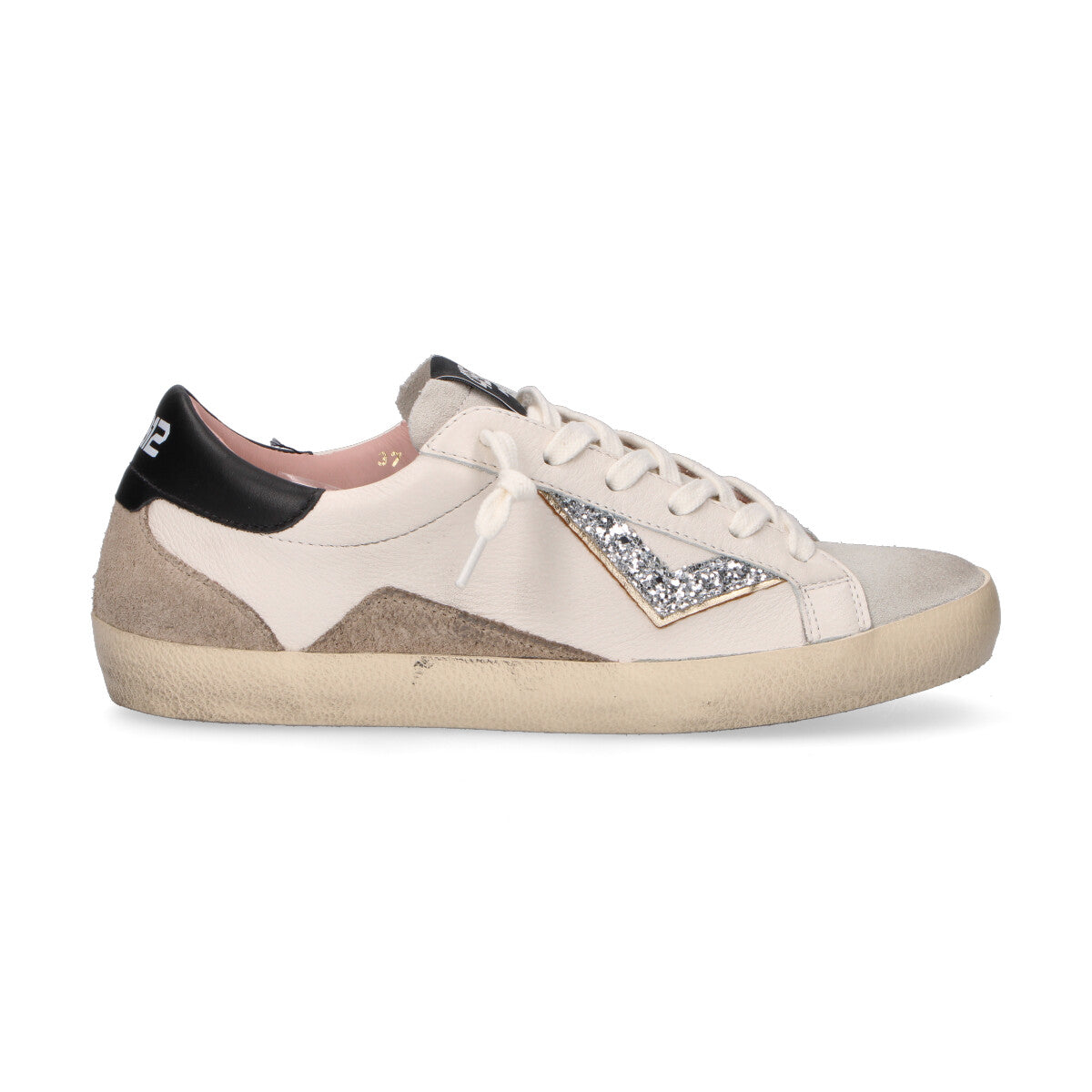 4B12 sneaker Suprime in pelle bianca con strass