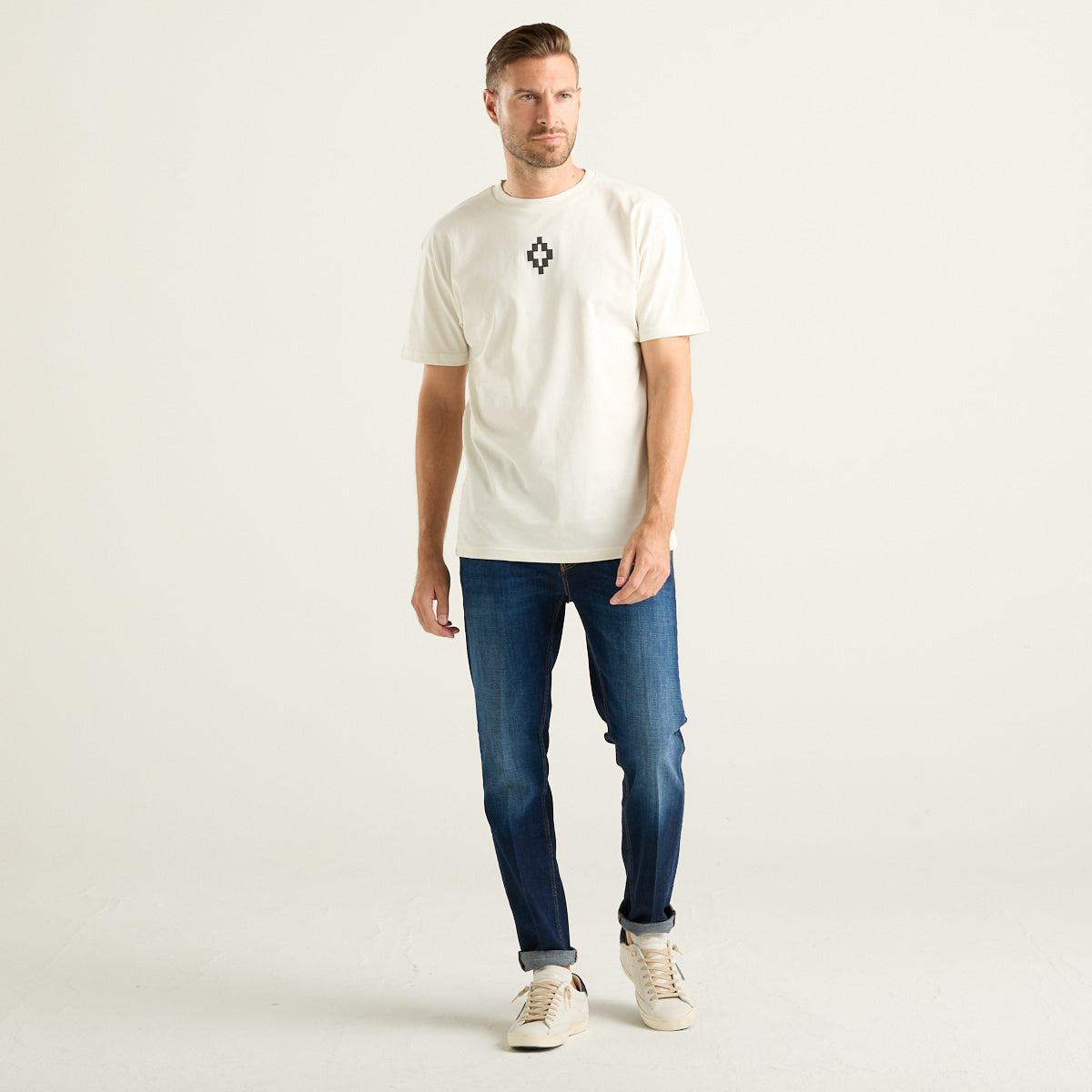 Marcelo Burlon Cross T-Shirt Uomo Bianca con Maxi Logo