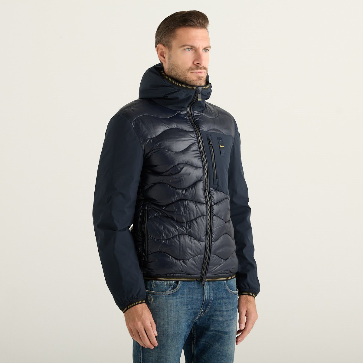 Blauer Piumino Uomo con Cappuccio Blu Navy