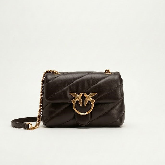 Pinko mini love bag puff maxi quilt pelle testa di moro