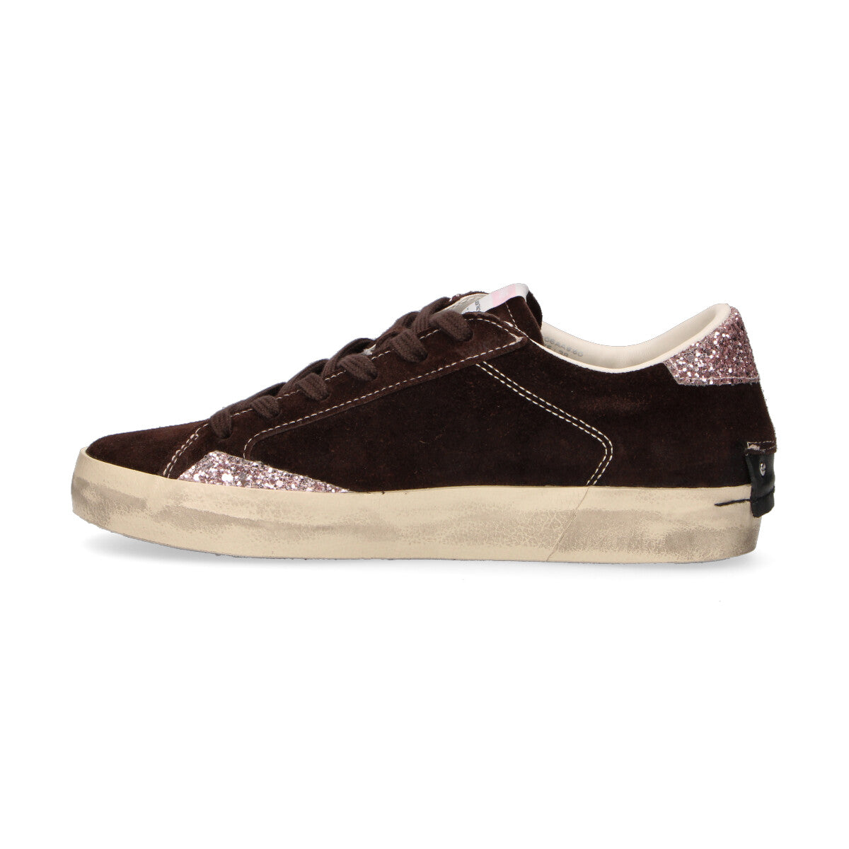 Crime London sneaker Distressed in camoscio testa di moro