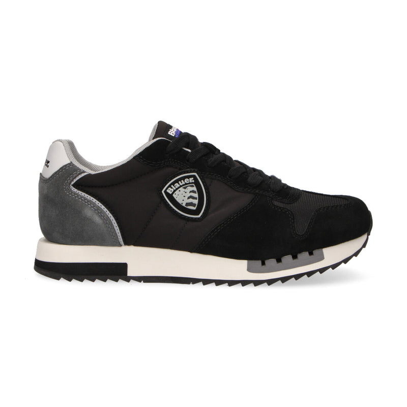 Blauer sneaker Queens in camoscio nera