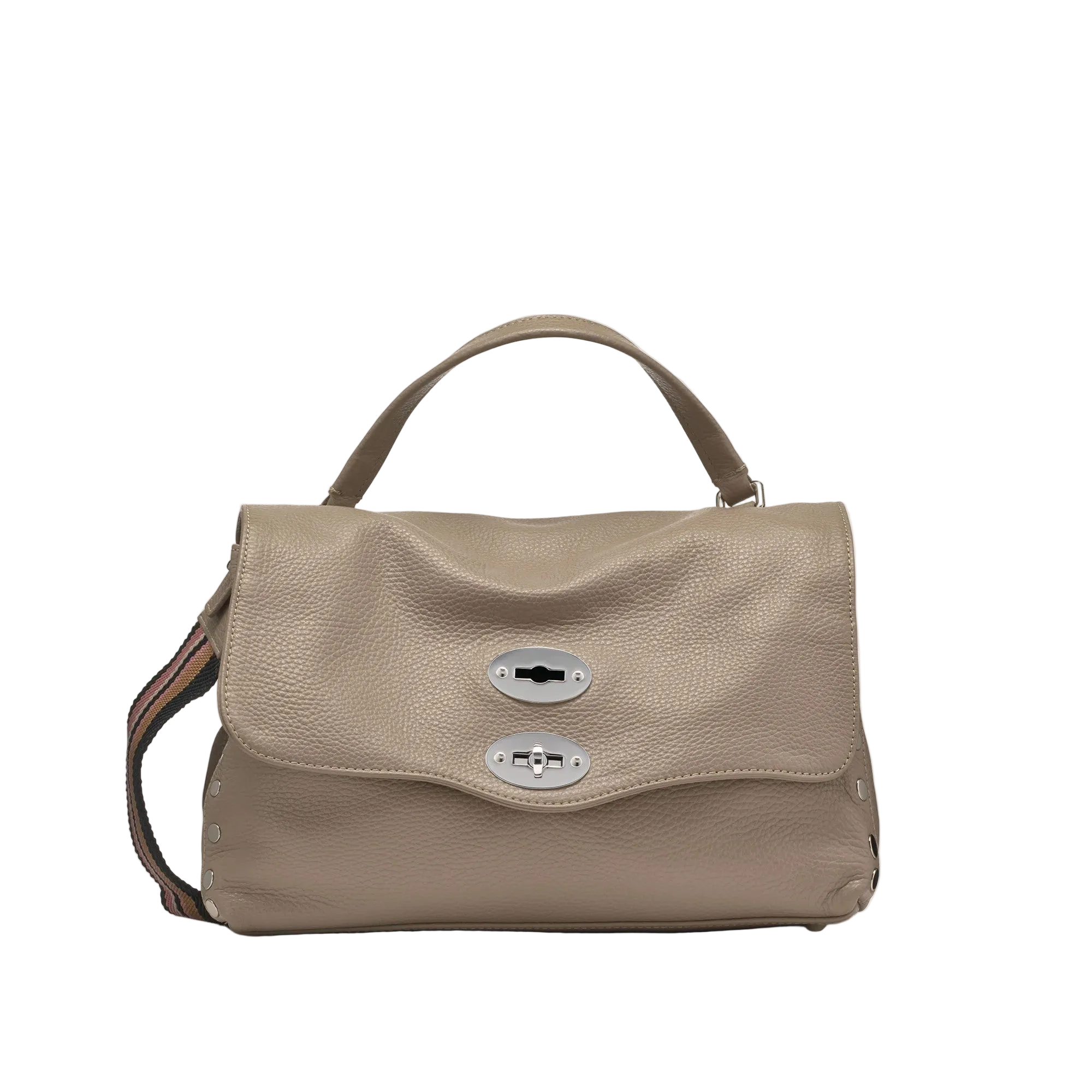 Zanellato borsa Postina Daily Giorno small in pelle martellata Grey Creta
