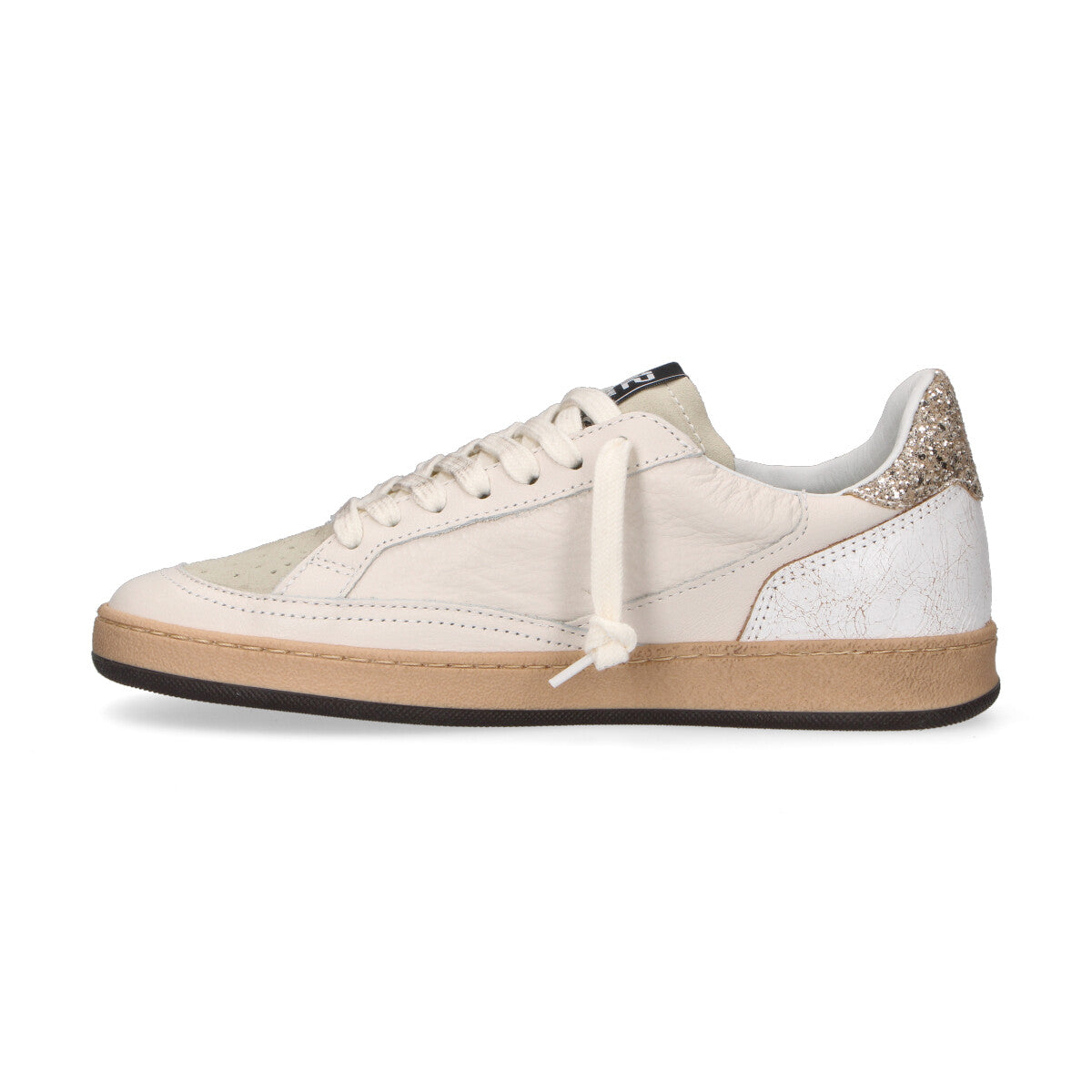 4B12 sneaker Playnew in pelle bianca con glitter