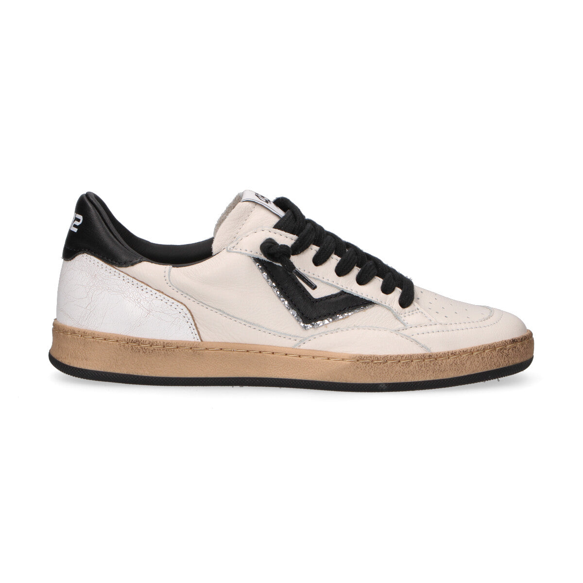 4B12 Sneakers donna Playnew bianche glitter argent