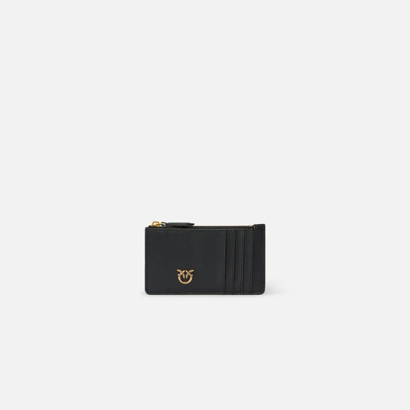 Pinko Porta carte chevron con zip nero