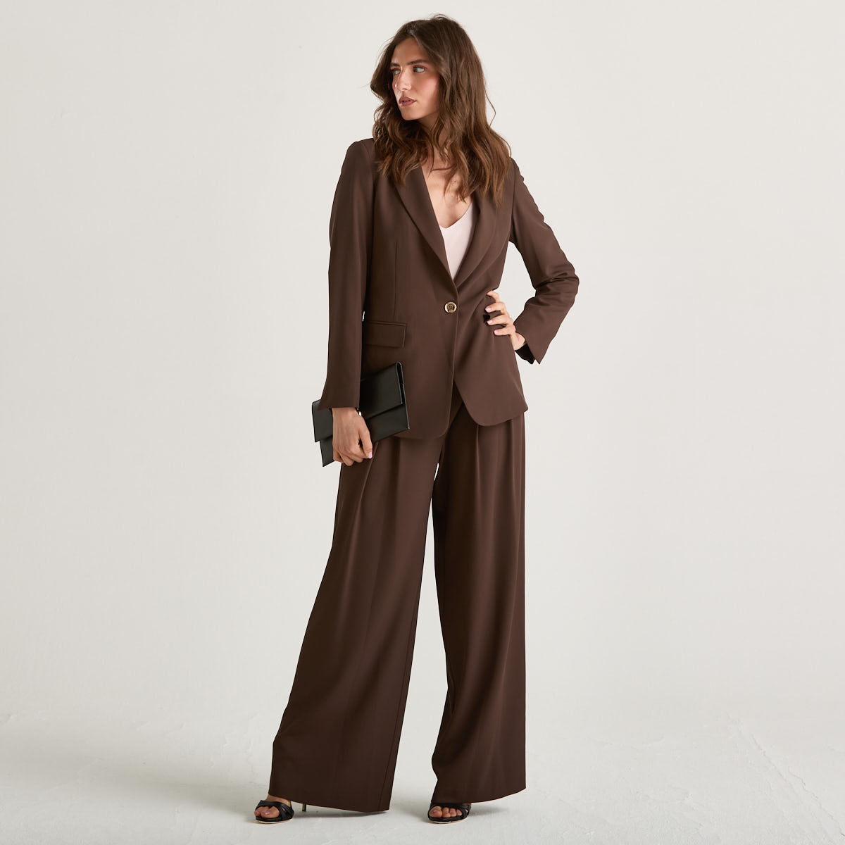 Relish pantalone a palazzo in tessuto marrone