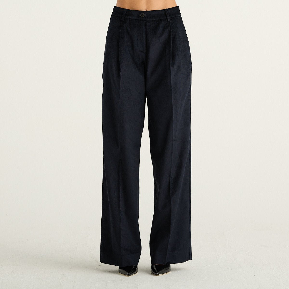 Cruna pantaloni donna Cora blu notte a gamba larga
