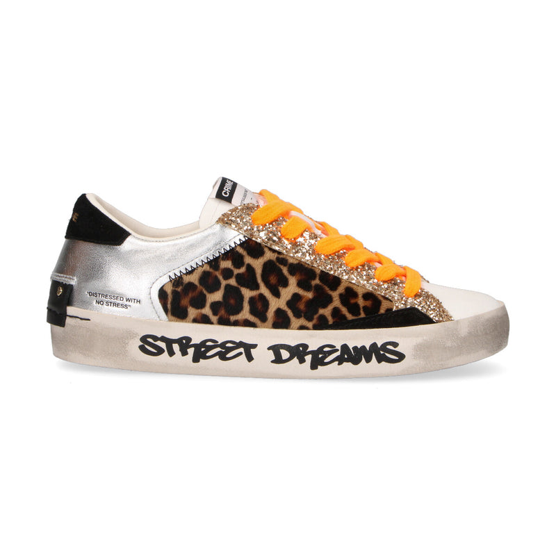 Crime London sneaker Distressed Cheetah Silver