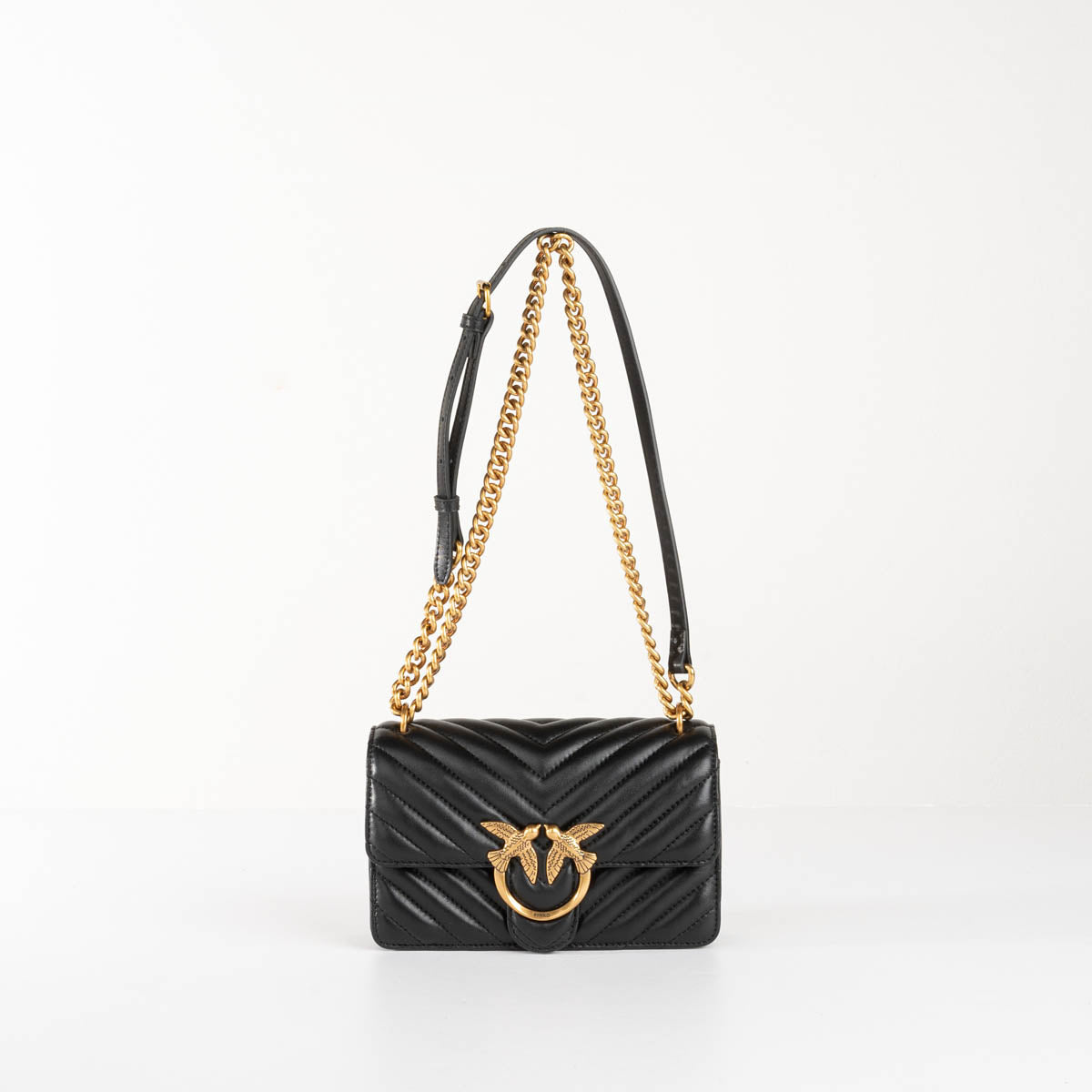 Pinko mini love bag one simply chevron nero
