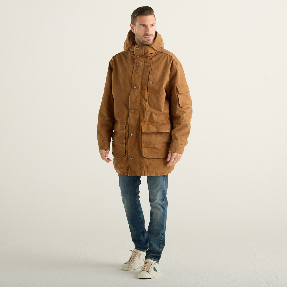 Dondup Parka Cammello con Cappuccio Interno Effetto Pelliccia