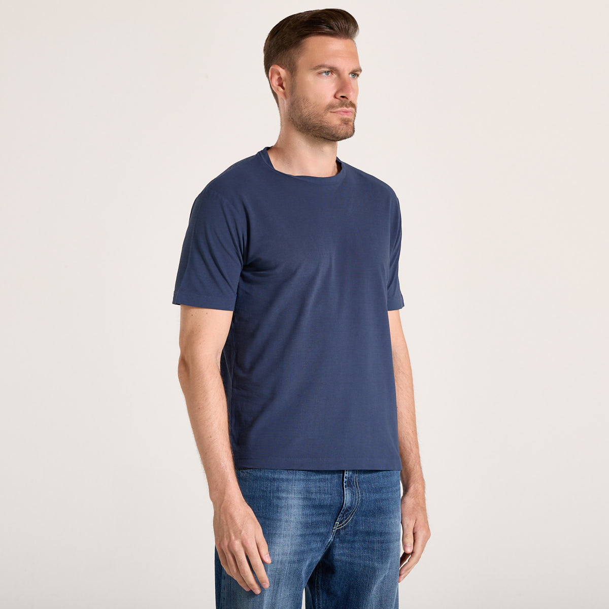 Wool & Co t-shirt girocollo in tessuto blu