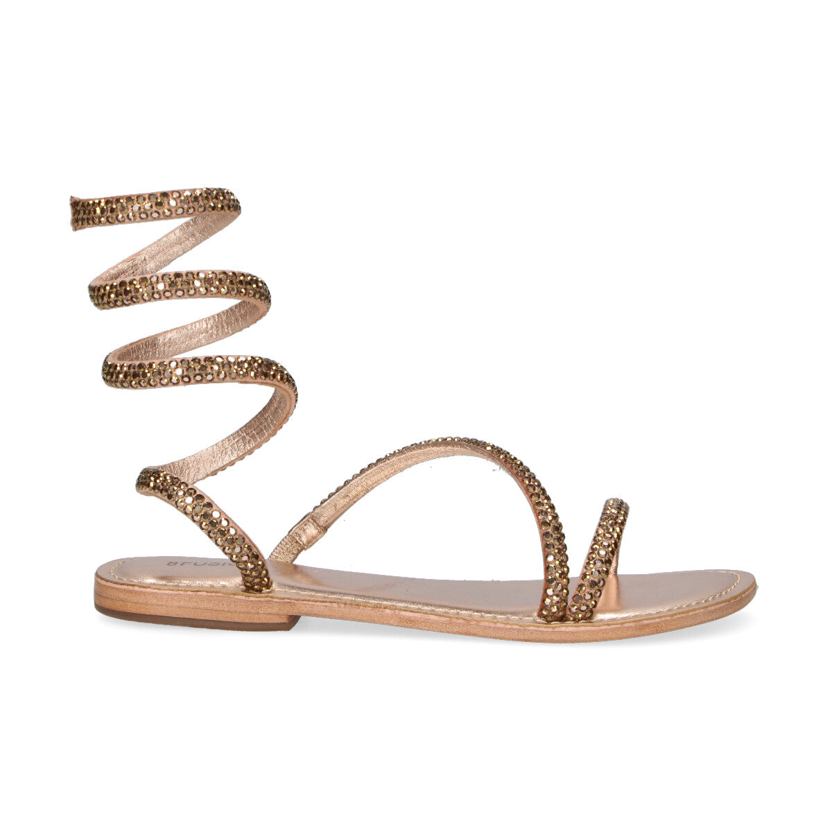 Coral Blue sandalo in pelle rosa con strass