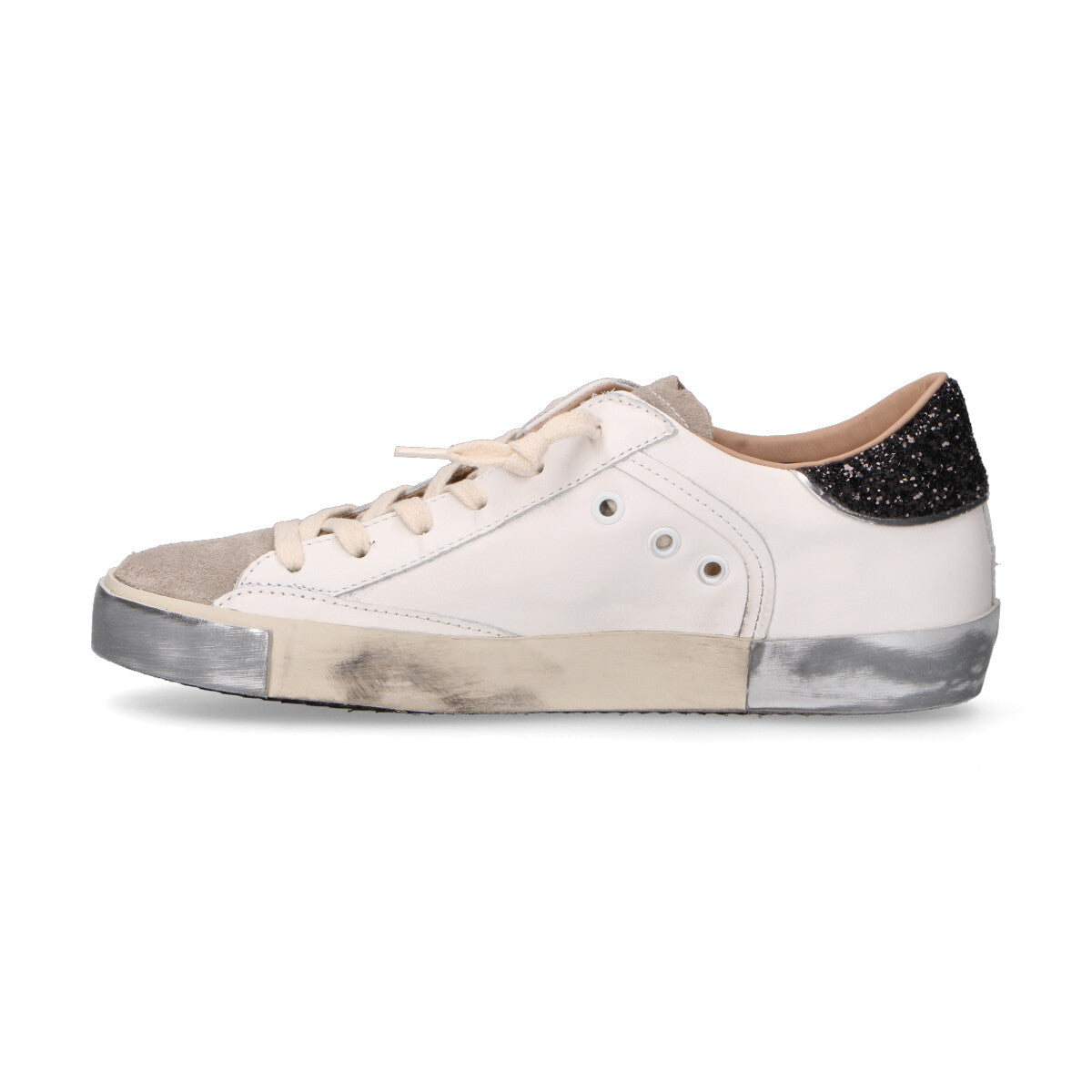 Philippe Model sneaker Paris in pelle bianca glitter