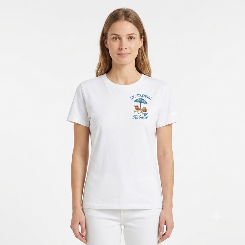 Mc2 Saint Barth t-shirt Emilie bianca con ricamo St. Tropez Habituè