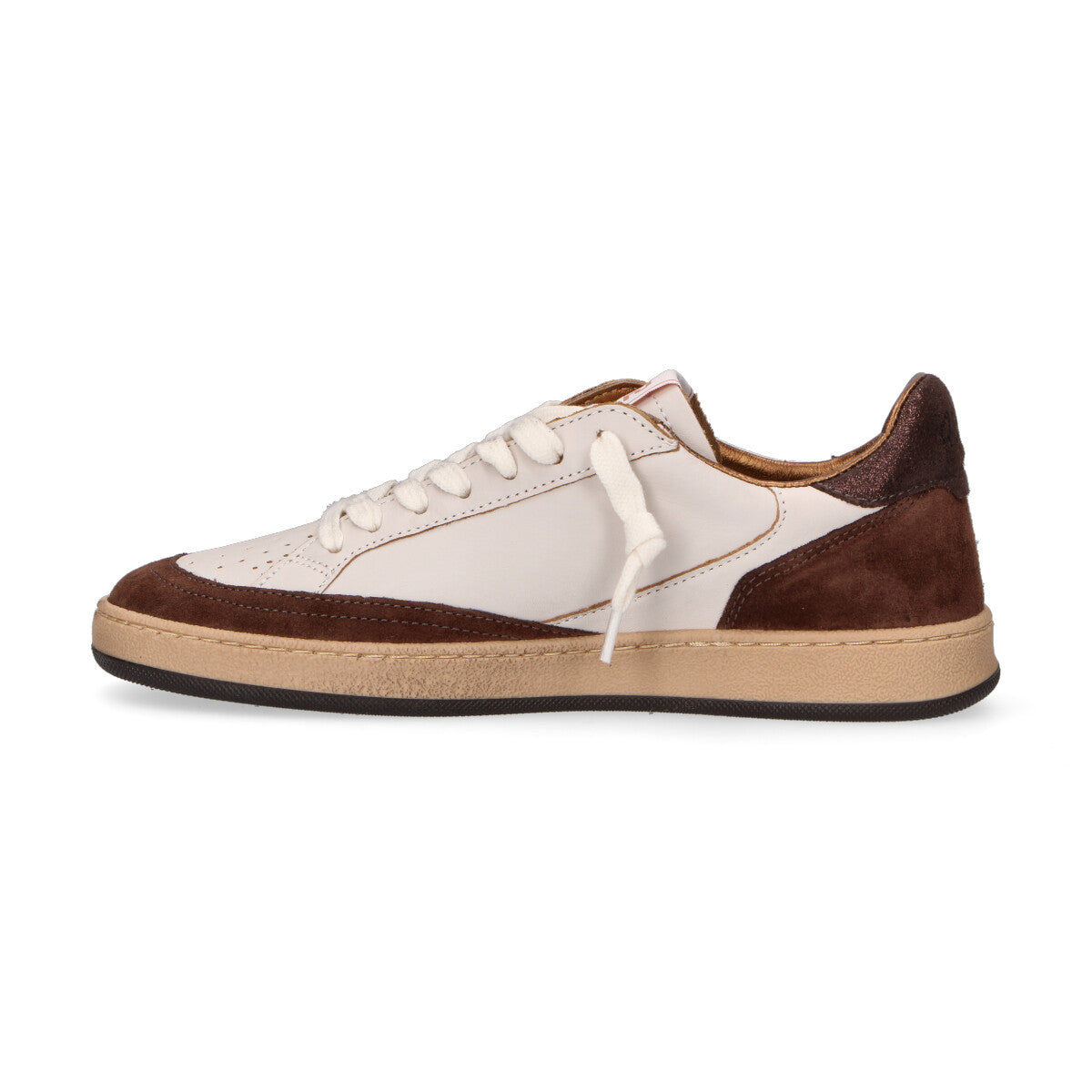 4B12 Sneakers donna playnew bianche e marroni