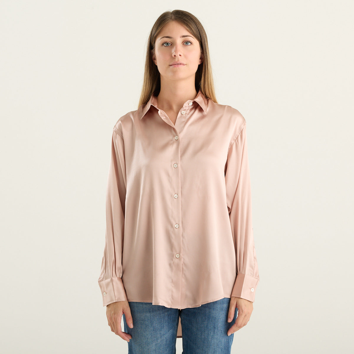 Camicia Oversize Donna Rosa Cipria Cruna Yvonne