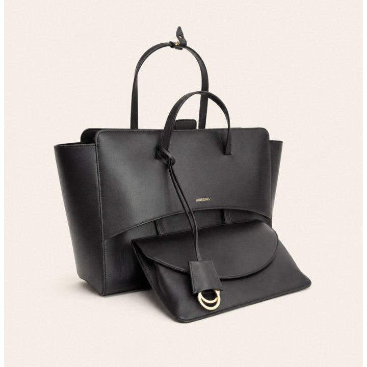 Hidesins borsa a mano Flap M in pelle nera