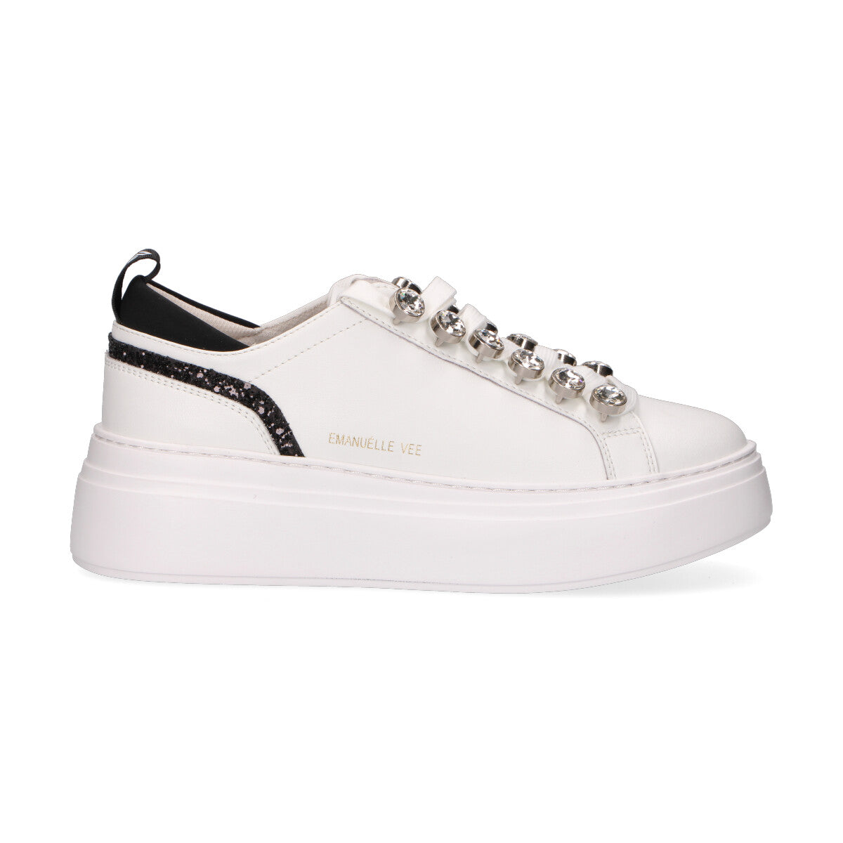 Emanuelle Vee sneakers in pelle bianca dettagli neri