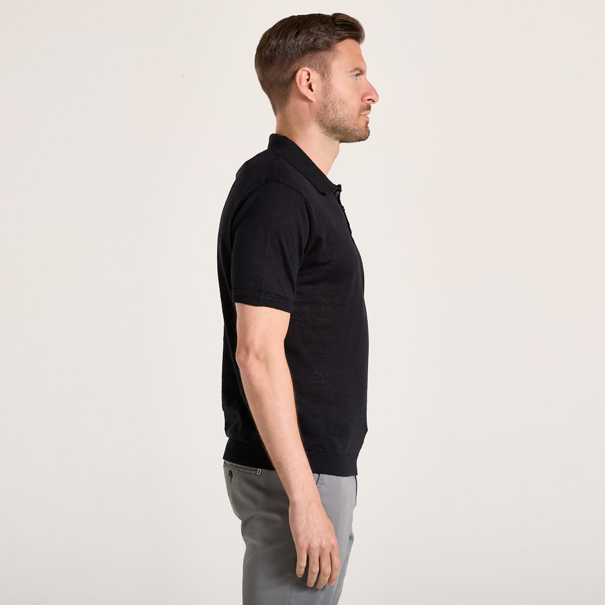 Wool & Co polo in maglia nera