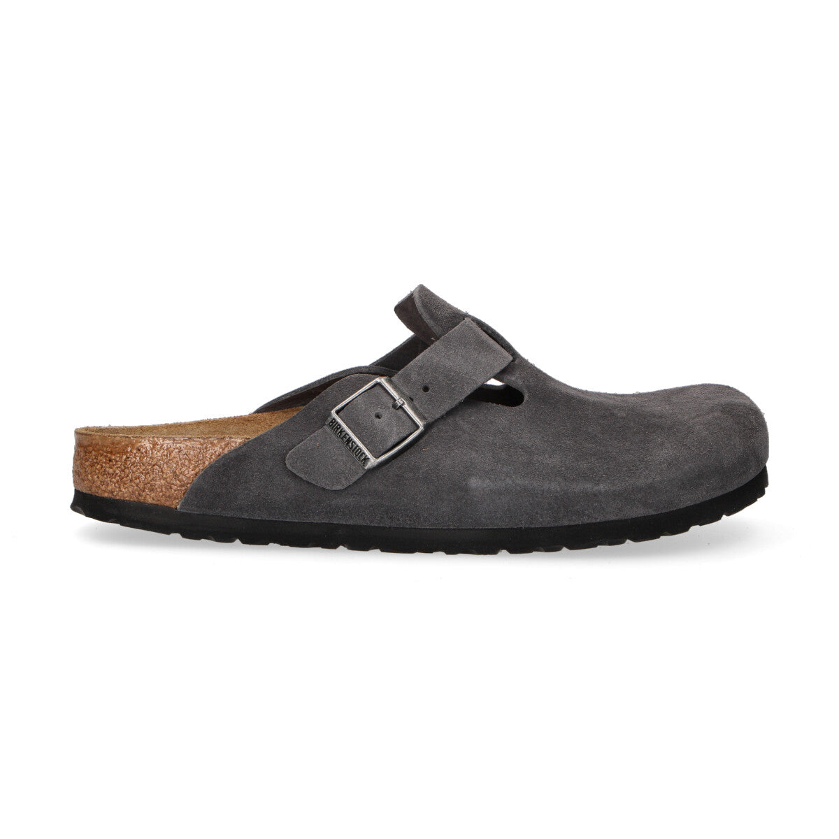 Birkenstock ciabatta Boston in pelle scamosciata grigia
