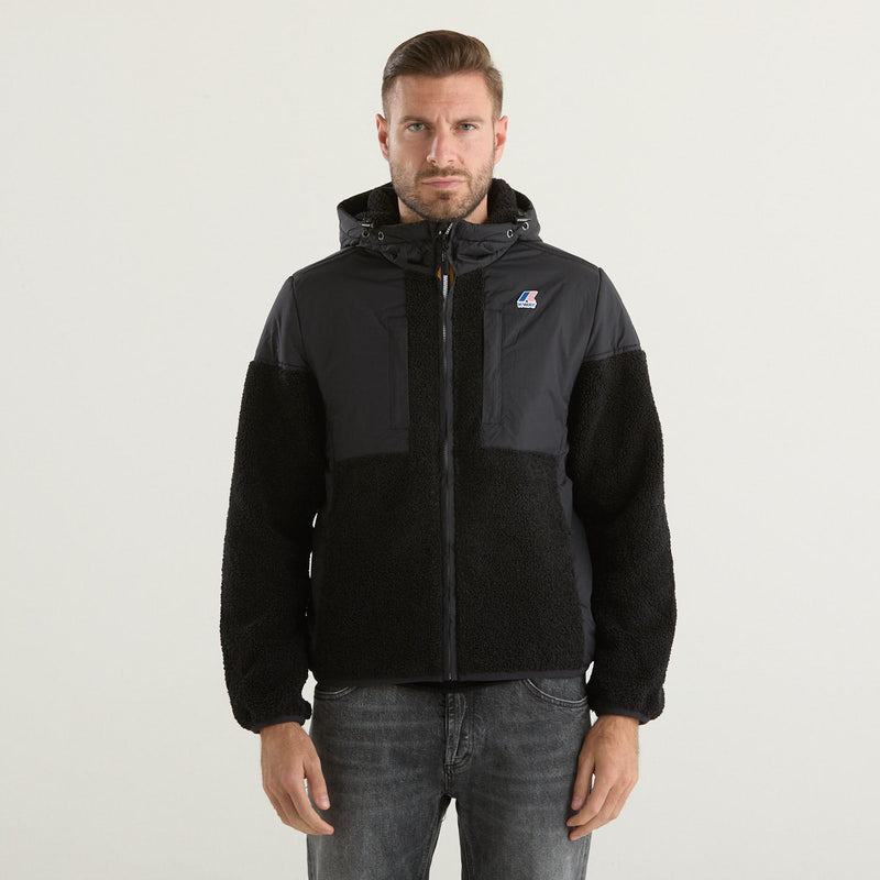K-way giubbotto Samson in sherpa cappuccio nero
