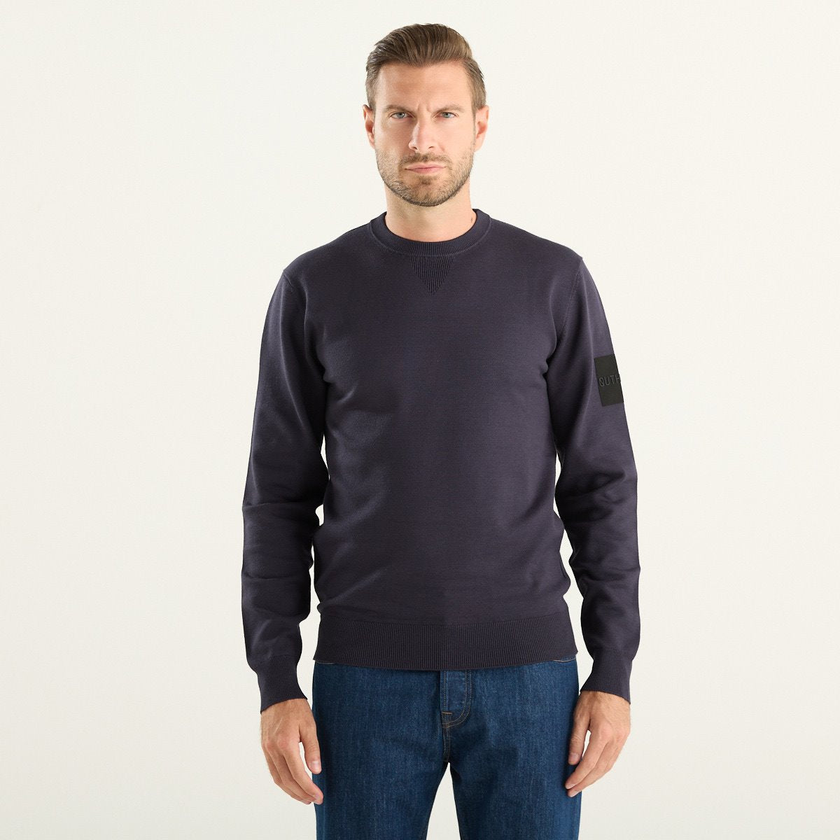 Outhere maglia uomo girocollo blu navy con patch logo