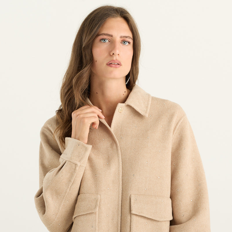 MC2 Saint Barth – Giacca Bonni beige con strass