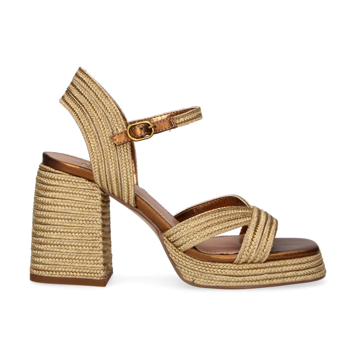 Exè sandalo intrecciato in nylon oro e bronzo