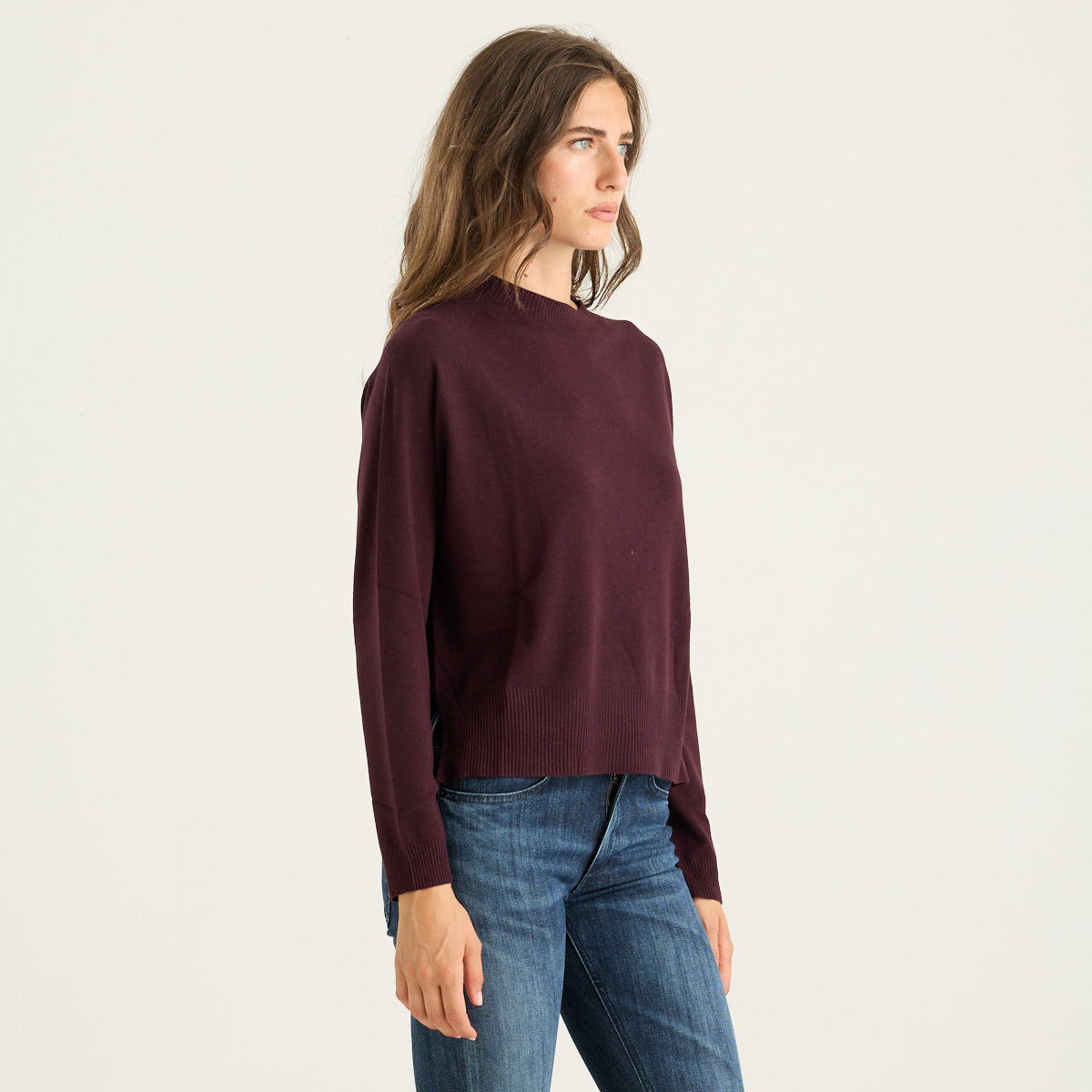Solotre maglione girocollo in tessuto bordeaux