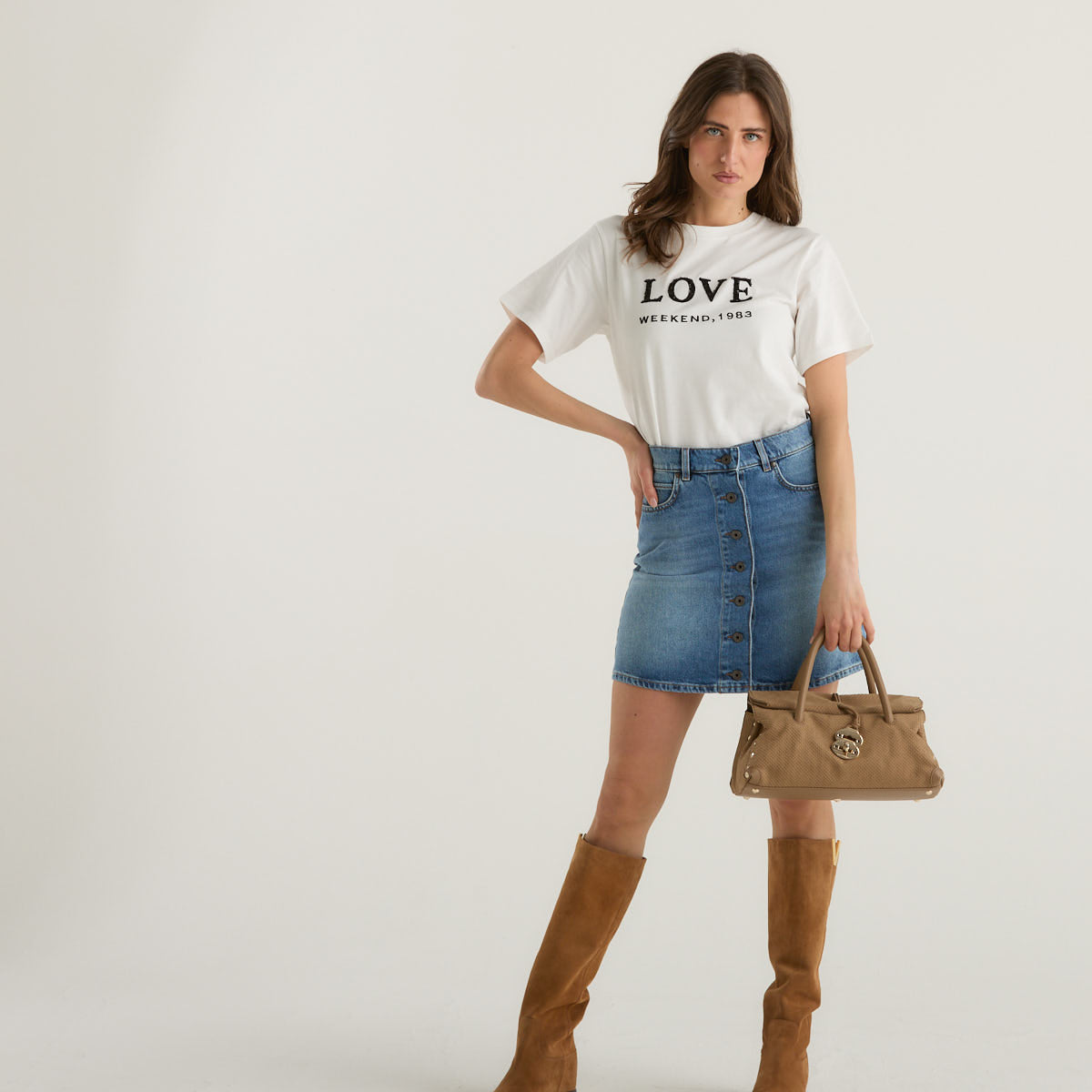 Weekend MaxMara t-shirt in jersey bianca stampa Love