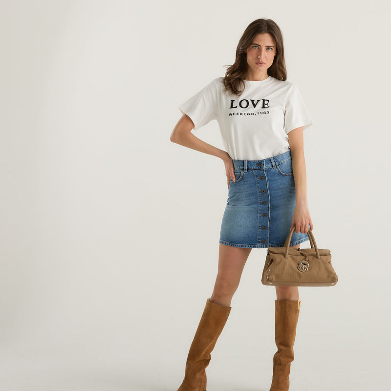 Weekend MaxMara t-shirt in jersey bianca stampa Love