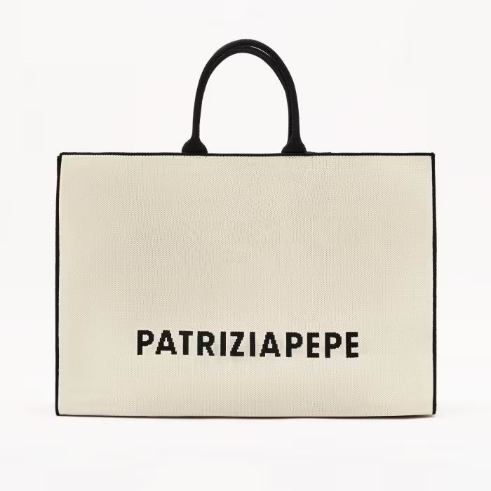 Patrizia Pepe Tote bag In The City tessuto panna
