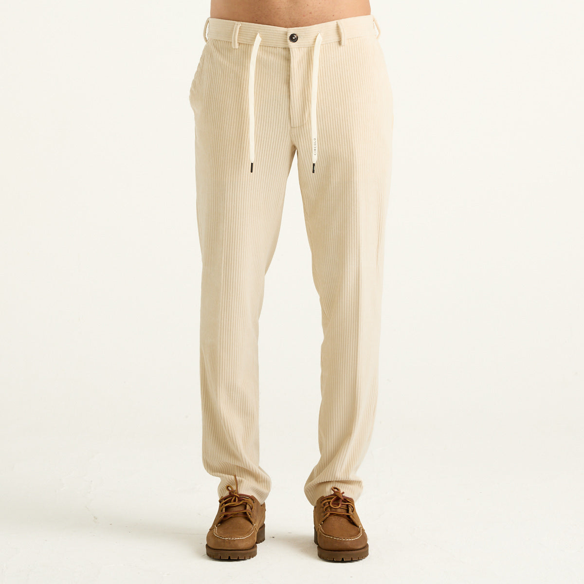 Circolo 1901 pantalone con Coulisse in velluto a coste panna