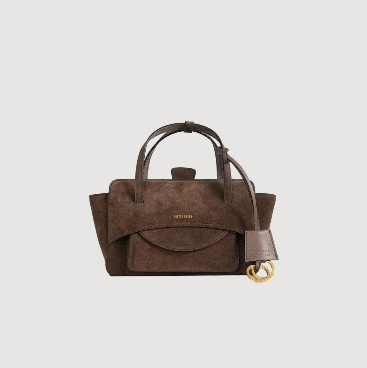 Hidesins borsa a mano Flap S in pelle scamosciata chocolate