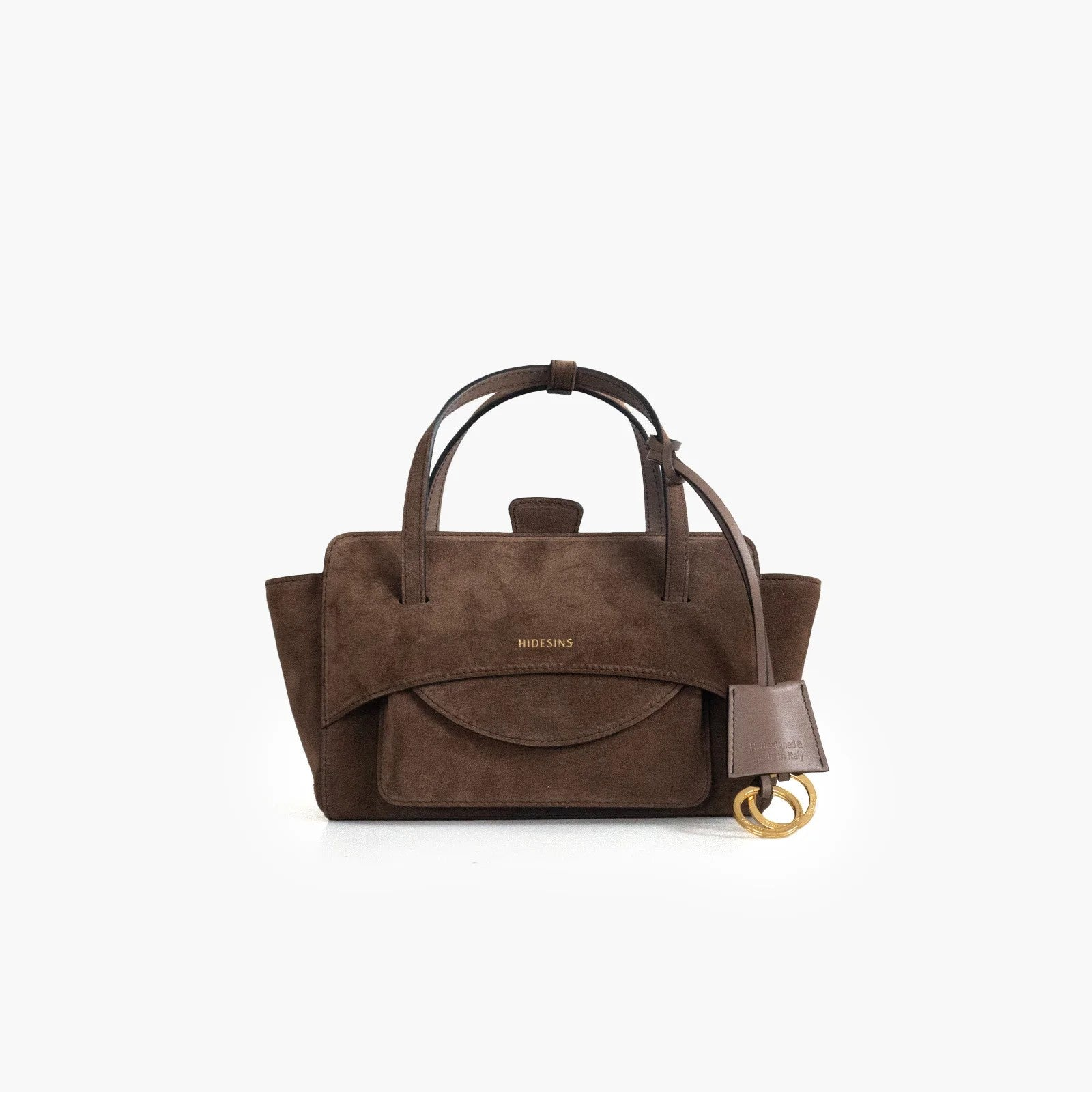 Hidesins borsa a mano Flap S in pelle scamosciata chocolate