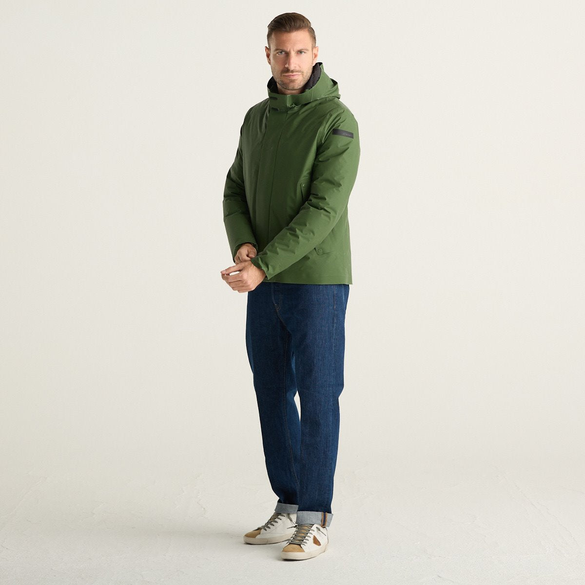 RRD Writer Floating Storm Giacca Uomo Verde con Cappuccio e Imbottitura in Piumino