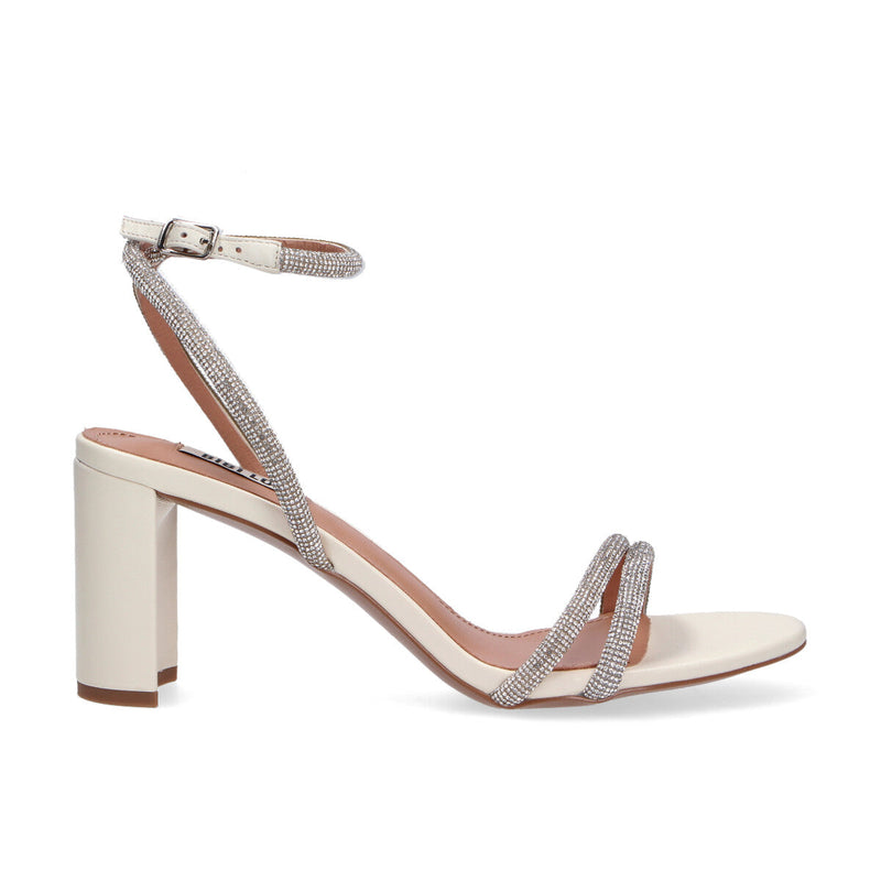 Bibi Lou sandali in strass argento bianco panna