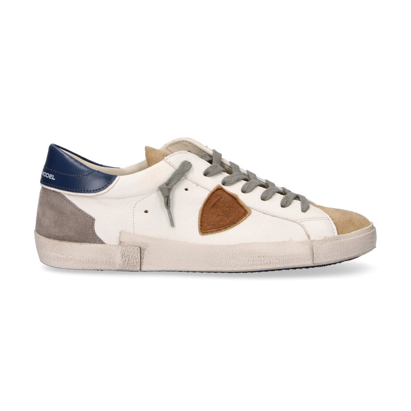 Philippe Model sneaker Paris in pelle bianca beige e blu