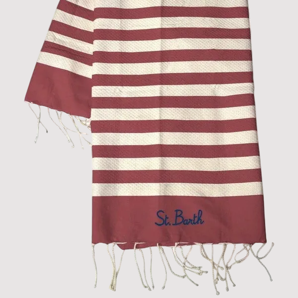 Mc2 Saint Barth telo mare foutas a righe beige e bordeaux