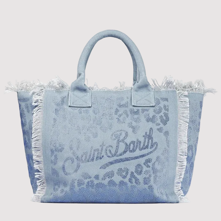 Mc2 Saint Barth borsa vanity strass leopard azzurra