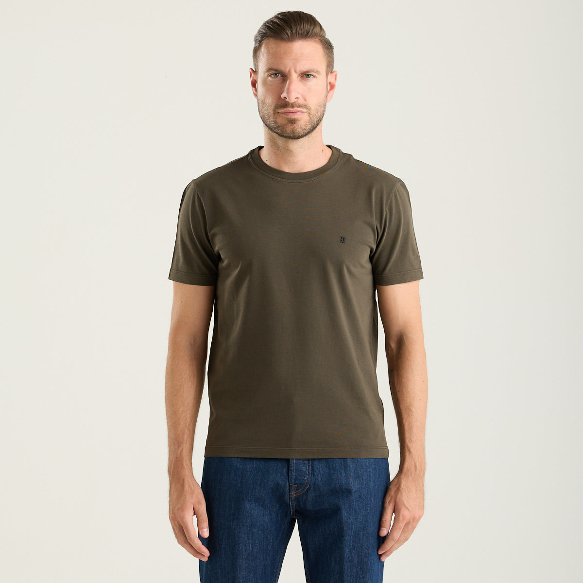 Dondup t-shirt girocollo in tessuto marrone